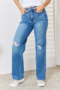 Thumbnail for Judy Blue Full Size High Waist Distressed Straight-Leg Jeans