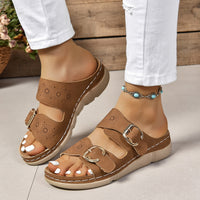 Thumbnail for PU Leather Open Toe Buckle Sandals