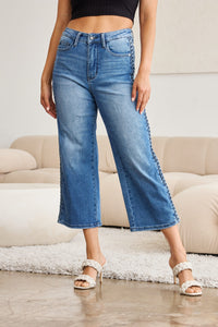 Thumbnail for Judy Blue Full Size Braid Side Detail Wide Leg Jeans