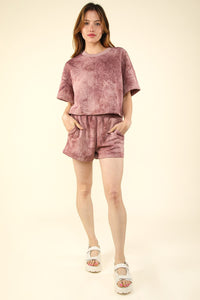 Thumbnail for VERY J Quilted Washed Crop Top and Shorts Set