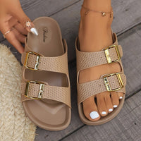 Thumbnail for Double Buckle Open Toe Sandals