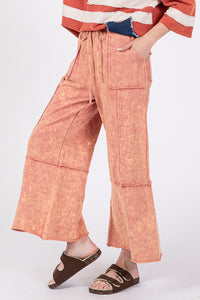 Thumbnail for SAGE + FIG Mineral Washed Terry Wide Leg Pants