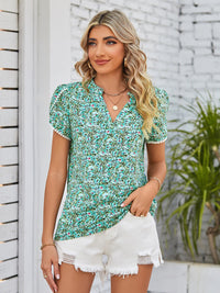 Thumbnail for Mandy Floral Notched Neck Blouse