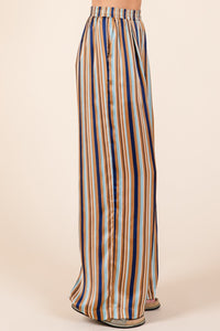 Thumbnail for Mittoshop Striped Satin Elastic Waist Wide Leg Pants