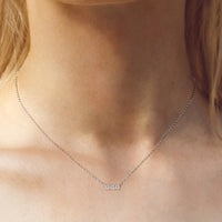 Thumbnail for 925 Sterling Silver Inlaid Moissanite Bar Necklace