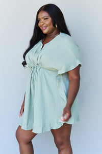 Thumbnail for Ninexis Out Of Time Full Size Ruffle Hem Dress with Drawstring Waistband in Light Sage