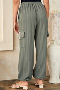 Thumbnail for Hailey & Co Textured Rib Cargo Pants