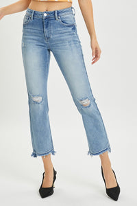 Thumbnail for RISEN Full Size High Rise Distressed Cropped Straight Jeans