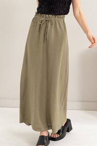 Thumbnail for HYFVE Drawstring Washed Linen Maxi Skirt