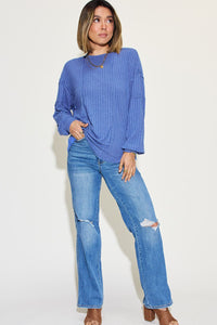 Thumbnail for Basic Bae Full Size Ribbed Round Neck Long Sleeve T-Shirt