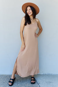 Thumbnail for Ninexis Good Energy Full Size Cami Side Slit Maxi Dress in Camel