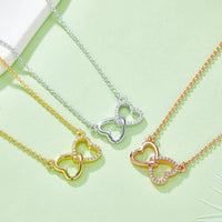 Thumbnail for Moissanite 925 Sterling Silver Heart Bow Necklace