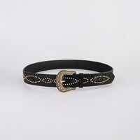 Thumbnail for PU Leather Rhinestone Belt