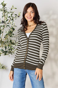 Thumbnail for Zenana Full Size Striped Snap Down Cardigan