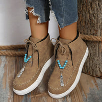 Thumbnail for Tied Bead Trim Platform Sneakers