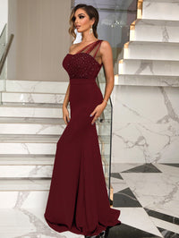 Thumbnail for Rhinestone One-Shoulder Formal Dress