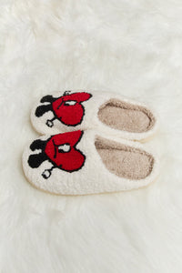 Thumbnail for Melody Love Heart Print Plush Slippers