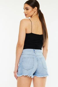 Thumbnail for Kancan Raw Hem Distressed High Waist Denim Shorts