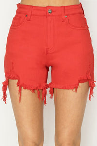 Thumbnail for RISEN High Rise Distressed Denim Shorts