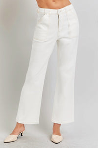 Thumbnail for RISEN High Rise Ankle Flare Jeans with Patch Pockets