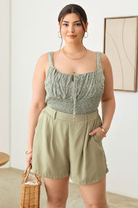 Thumbnail for Zenobia Plus Size Half Elastic Waist Shorts with Pockets