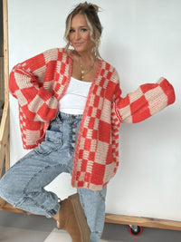 Thumbnail for Plaid Open Front Long Sleeve Cardigan