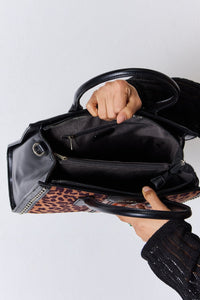 Thumbnail for David Jones Leopard Contrast Rivet Handbag