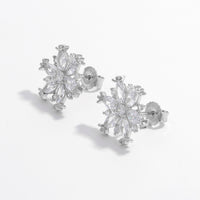 Thumbnail for 925 Sterling Silver Zircon Snowflake Earrings