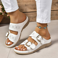 Thumbnail for PU Leather Open Toe Buckle Sandals