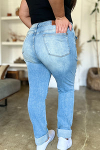 Thumbnail for Judy Blue Full Size Distressed Straight Jeans with Patch Pockets