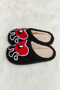 Thumbnail for Melody Love Heart Print Plush Slippers