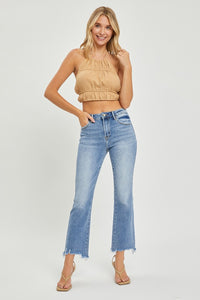 Thumbnail for RISEN Full Size Frayed Hem Cropped Straight Jeans