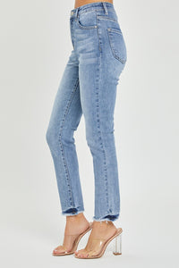 Thumbnail for RISEN Full Size High Rise Frayed Hem Skinny Jeans