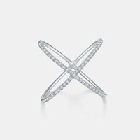 Thumbnail for 925 Sterling Silver Moissanite Crisscross Ring