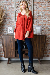 Thumbnail for Heimish Full Size Swiss Dot Off Shoulder Top