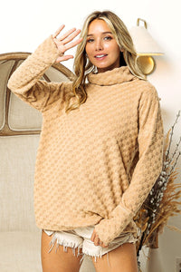 Thumbnail for BiBi Checkered Round Neck Thumbhole Long Sleeve Top