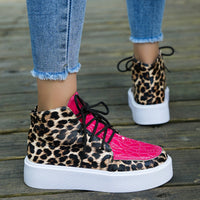 Thumbnail for PU Leather Leopard Platform Sneakers