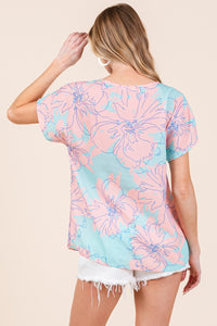 Thumbnail for BOMBOM Floral Short Sleeve T-Shirt