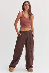 Thumbnail for HYFVE Elastic Waist Wide-Leg Cargo Pants