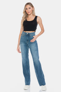 Thumbnail for Judy Blue Full Size Tummy Control Cut Raw Hem Straight Jeans