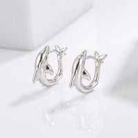 Thumbnail for 925 Sterling Silver Zircon Dolphin Earrings