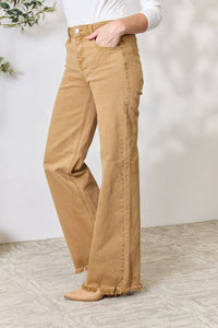 Thumbnail for RISEN Full Size Fringe Hem Wide Leg Jeans