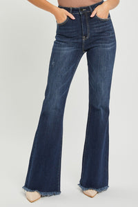 Thumbnail for RISEN High Waist Raw Hem Flare Jeans