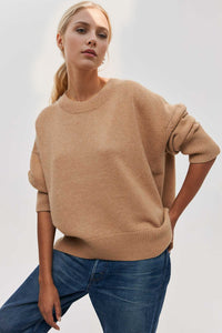 Thumbnail for Basic Bae Round Neck Dropped Shoulder Long Sleeve Sweater