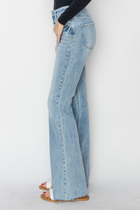 Thumbnail for RISEN Full Size High Rise Raw Cut Hem Bootcut Jeans