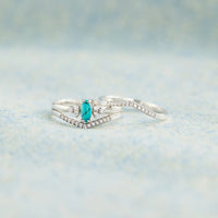 Thumbnail for Artificial Turquoise V Shape Inlaid Zircon Ring