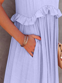 Thumbnail for Ruffled Sleeveless Tiered Maxi Dress with Pockets