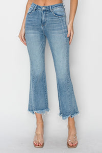 Thumbnail for RISEN Full Size High Rise Frayed Hem Flare Jeans