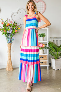 Thumbnail for Striped Sleeveless Maxi Dress