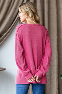 Thumbnail for Heimish Ribbed Exposed Seam Long Sleeve T-Shirt